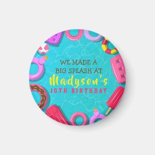 POOL PARTY SWIM FLOATY Birthday Gift Favour Tags Magnet