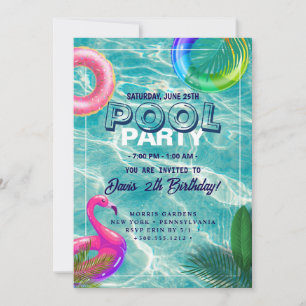Pool Party Swimming Birthday Invitation