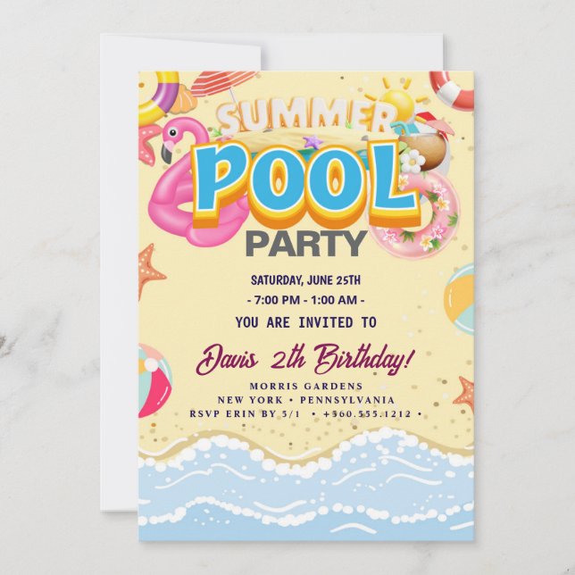 Pool Party | Swimming Birthday Invitation (Front)