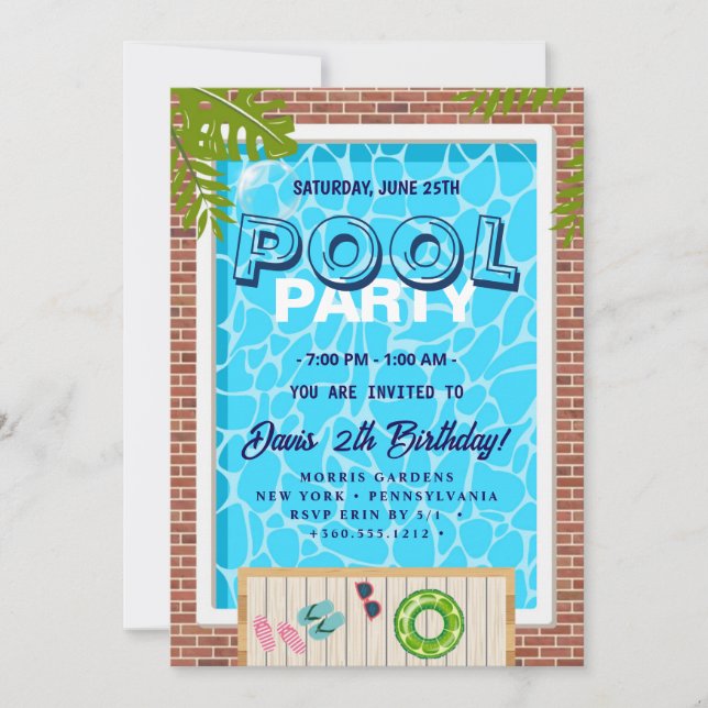 Pool Party | Swimming Birthday Invitation (Front)