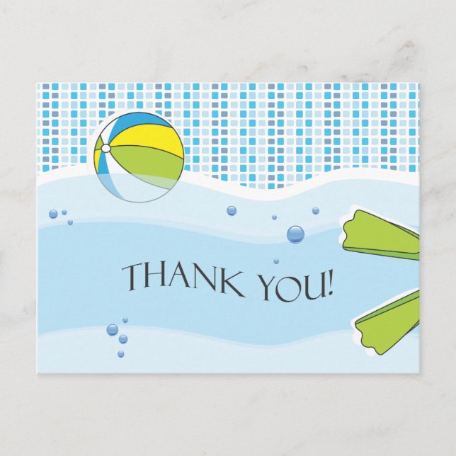 Pool Party Thank You Postcard (Front)
