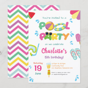 Pool Party Theme Invitation