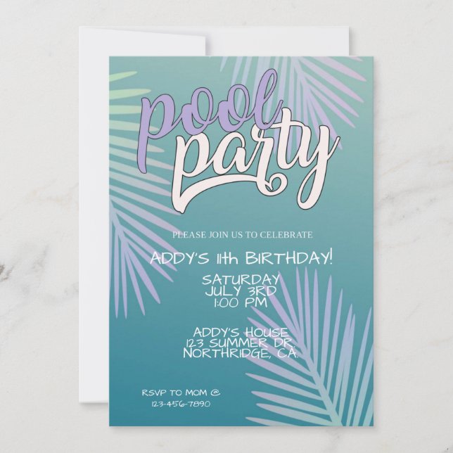 POOL PARTY, TROPICAL PARTY, BIRTHDAY (Front)