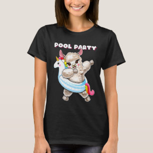 Pool Party Unicorn Float Dabbing Llama Girls Women T-Shirt