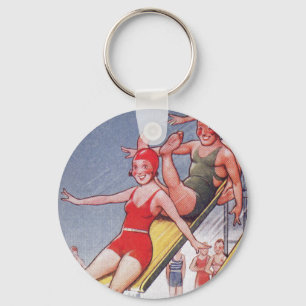 Pool Party Vintage Swimming Keychain