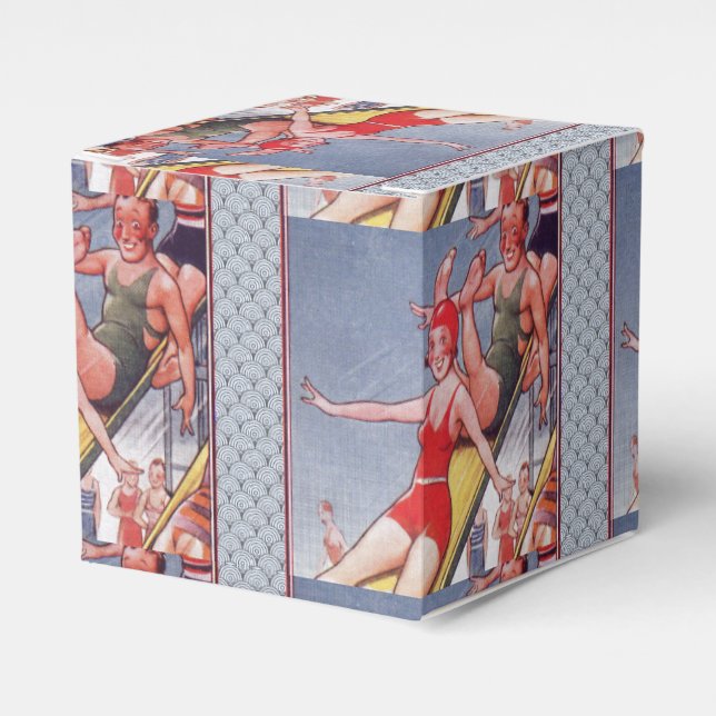 Pool Party Vintage Swimming Summer Favor Box (Front Side)