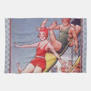 Pool Party Vintage Swimming Summer Kitchen Towel