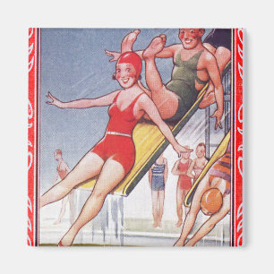 Pool Party Vintage Swimming Summer Magnet