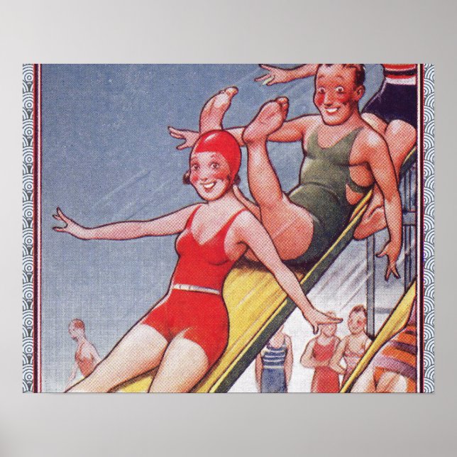Pool Party Vintage Swimming Summer Poster (Front)