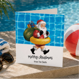Pool Party with Santa Claus for Christmas in July  Card