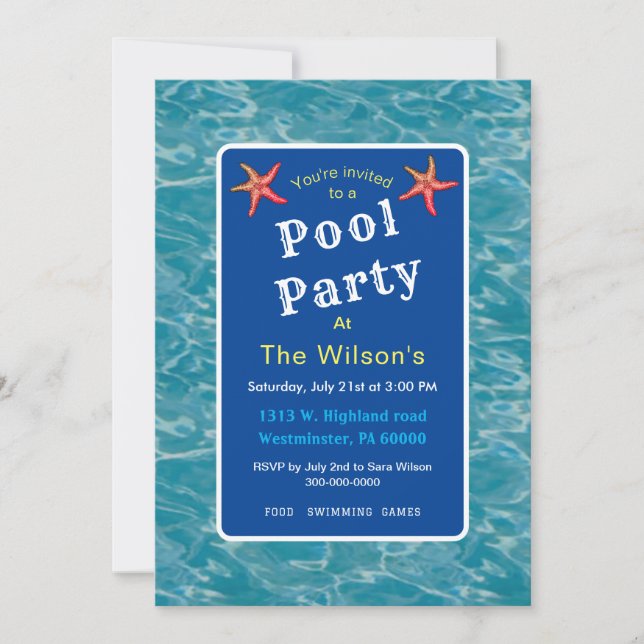 Pool party with water flamingo floaty  invitation (Front)