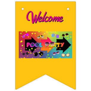 Pool Party Yellow Bunting Flags