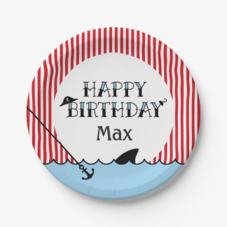 Pool Pirate Party Paper Plate