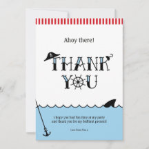 Pool Pirate Party Thank You Note Card