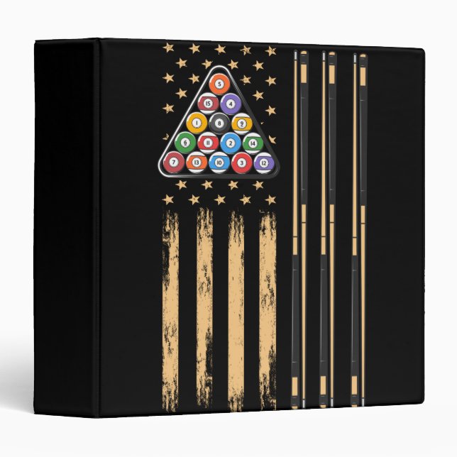Pool Player American Flag Binder (Front/Spine)