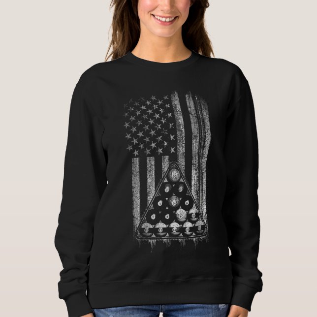 Pool Player American Flag Sweatshirt (Front)