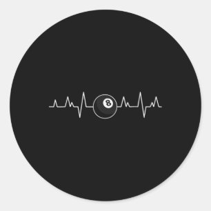 Pool Players Heartbeat Art Billiards Clothing 8 Ba Classic Round Sticker