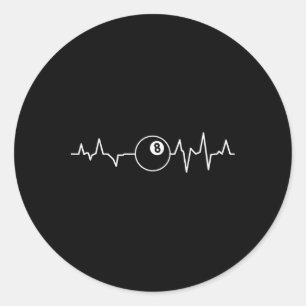 Pool Players Heartbeat Billiards 8 Ball 9 Ball  Classic Round Sticker