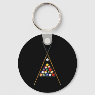 Pool Players Racked Sticks Cue Ball Billiards Art Keychain