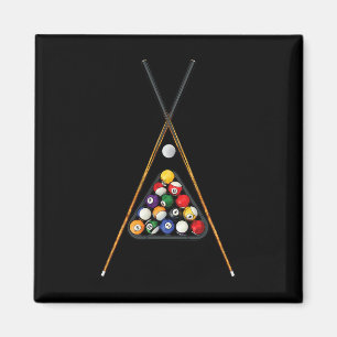 Pool Players Racked Sticks Cue Ball Billiards Art  Magnet