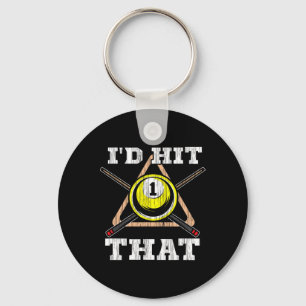 Pool Playing I’d Hit That Pool Player Billiards  Keychain
