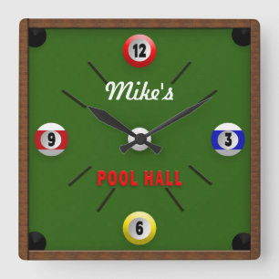 POOL ROOM/HALL CLOCK - PERSONALIZE WITH NAME