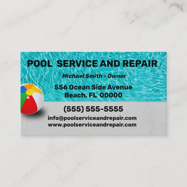 Pool Service and Repair Business Card (Front)