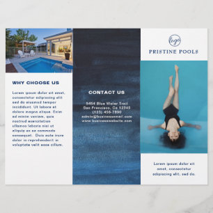 Pool Service Business Marine Blue Trifold Brochure