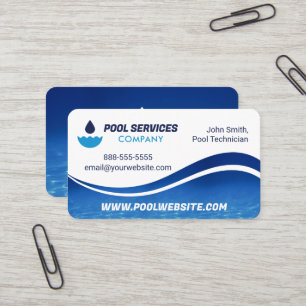 Pool Services   Blue Water Wave   Swimming Pool Business Card