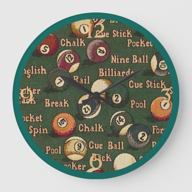 Pool Shark Billiard Balls Background Wall Clock (Front)