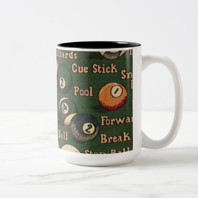 Pool Shark Billiard Balls Two-Tone Coffee Mug (Right)