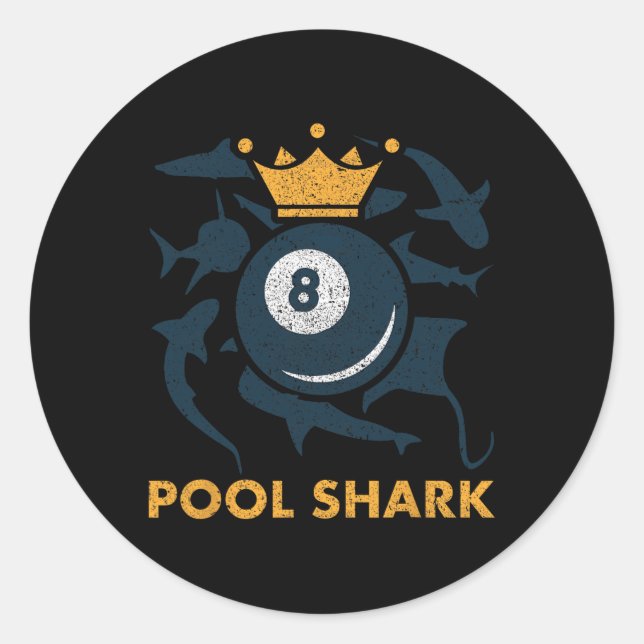 Pool Shark Billiards Pool Billiards Hall Player Ba Classic Round Sticker (Front)