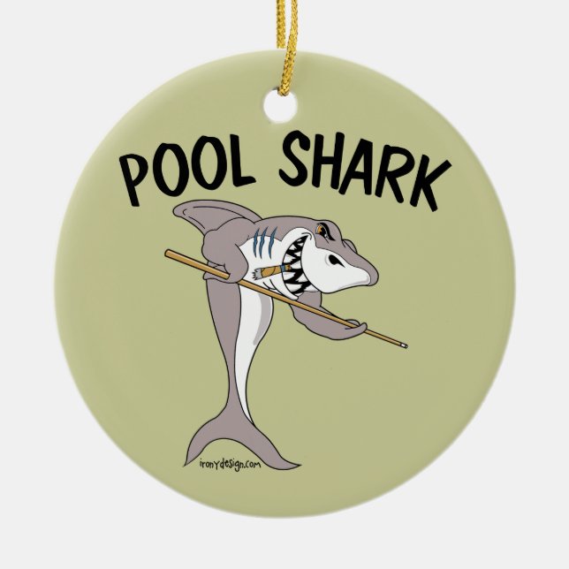 Pool Shark Ceramic Ornament (Front)