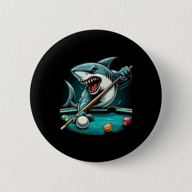 Pool Shark Funny Pool Player Billiards Billiard 8- 2 Inch Round Button (Front)