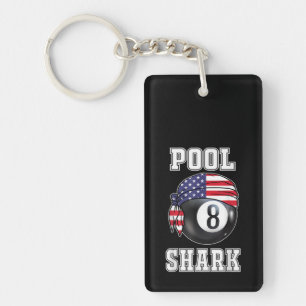 Pool Shark Jersey Cool Gift Top Bar Billiards Keychain