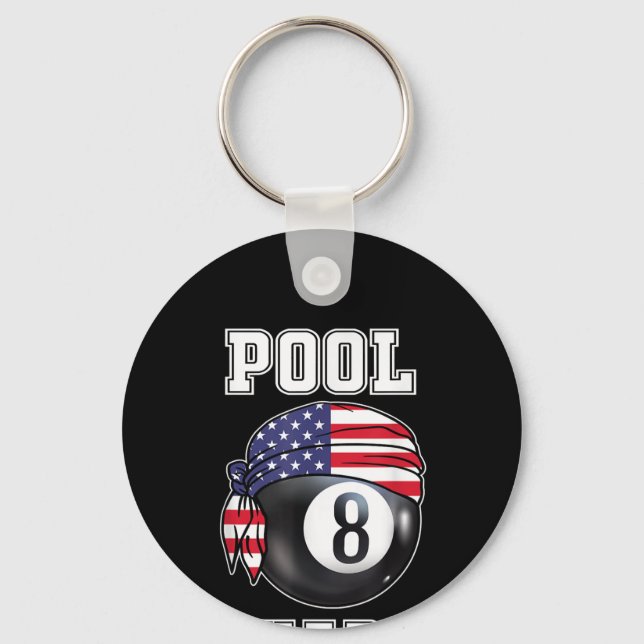Pool Shark Jersey Cool Gift Top Bar Billiards Keychain (Front)