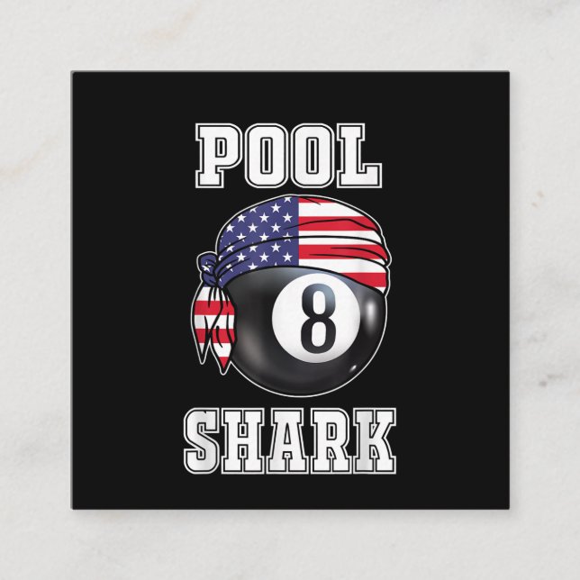 Pool Shark Jersey Cool Gift Top Bar Billiards Square Business Card (Front)
