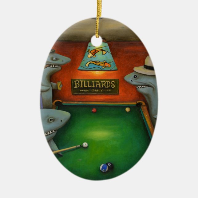 Pool Sharks Ceramic Ornament (Front)