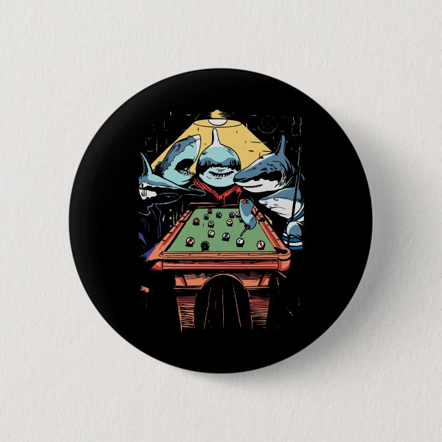 Pool Sharks Shark Billiards Game  2 Inch Round Button (Front)