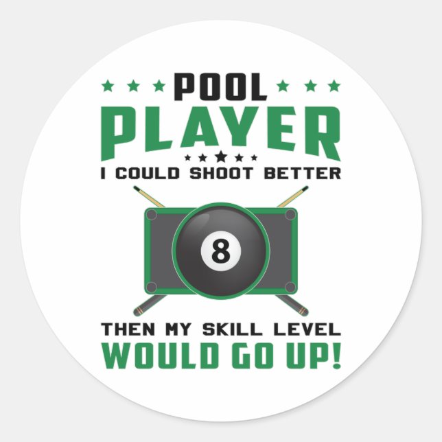Pool Snooker Billiard 8 Ball Billiards Gift Idea Classic Round Sticker (Front)