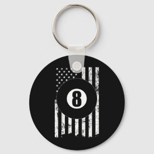 Pool Snooker Billiards Player 8 Ball Usa American Keychain