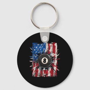 Pool Snooker Billiards Player 8 Ball Usa American  Keychain