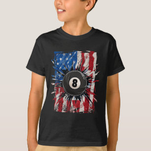Pool Snooker Billiards Player 8 Ball Usa American T-Shirt