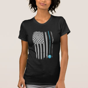 Pool Stick Billiards 8 Ball Usa American Flag T-Shirt
