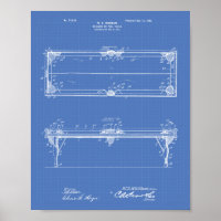 Pool Table 1902 Patent Art - Blueprint