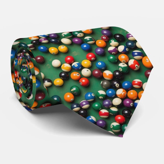 Pool Table Billiards Colourful Neck Tie (Rolled)
