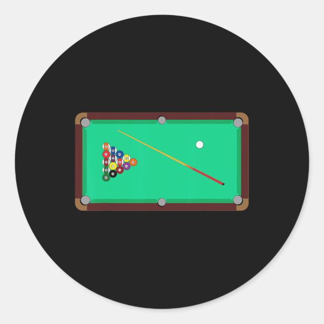 Pool Table - Cool Billiards T Shirt  Classic Round Sticker (Front)