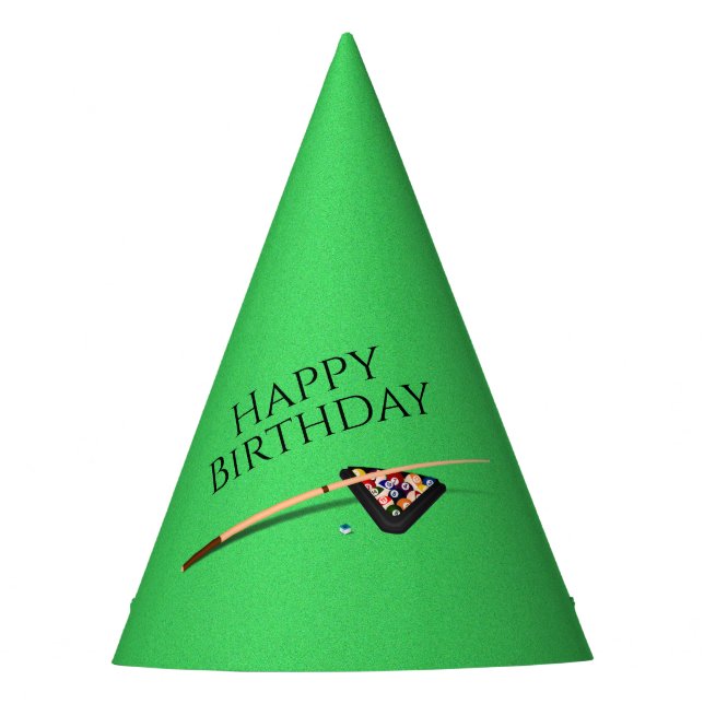 Pool Table Cue Stick and Balls Party Hat (Front)