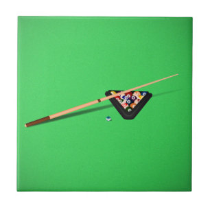 Pool Table Cue Stick and Balls Tile