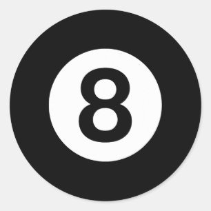 Pool Table With 8  Classic Round Sticker